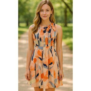 Uncle Frank Abstract Floral A-Line Dress Size Small Sleeveless Fit & Flare